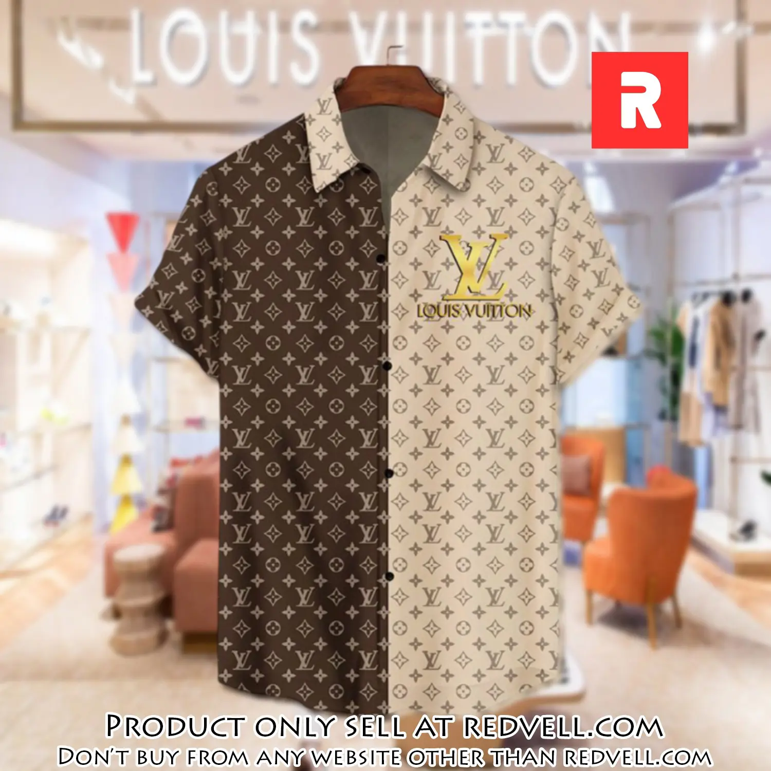 Lv louis vuitton luxury hawaiian shirt & short set lhs1193 rv4131713
